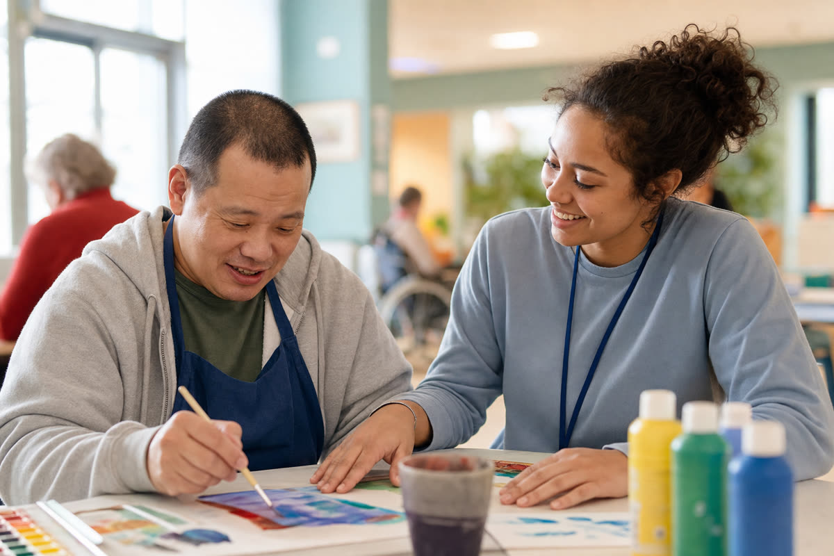 Adult taking part in inclusive community recreation